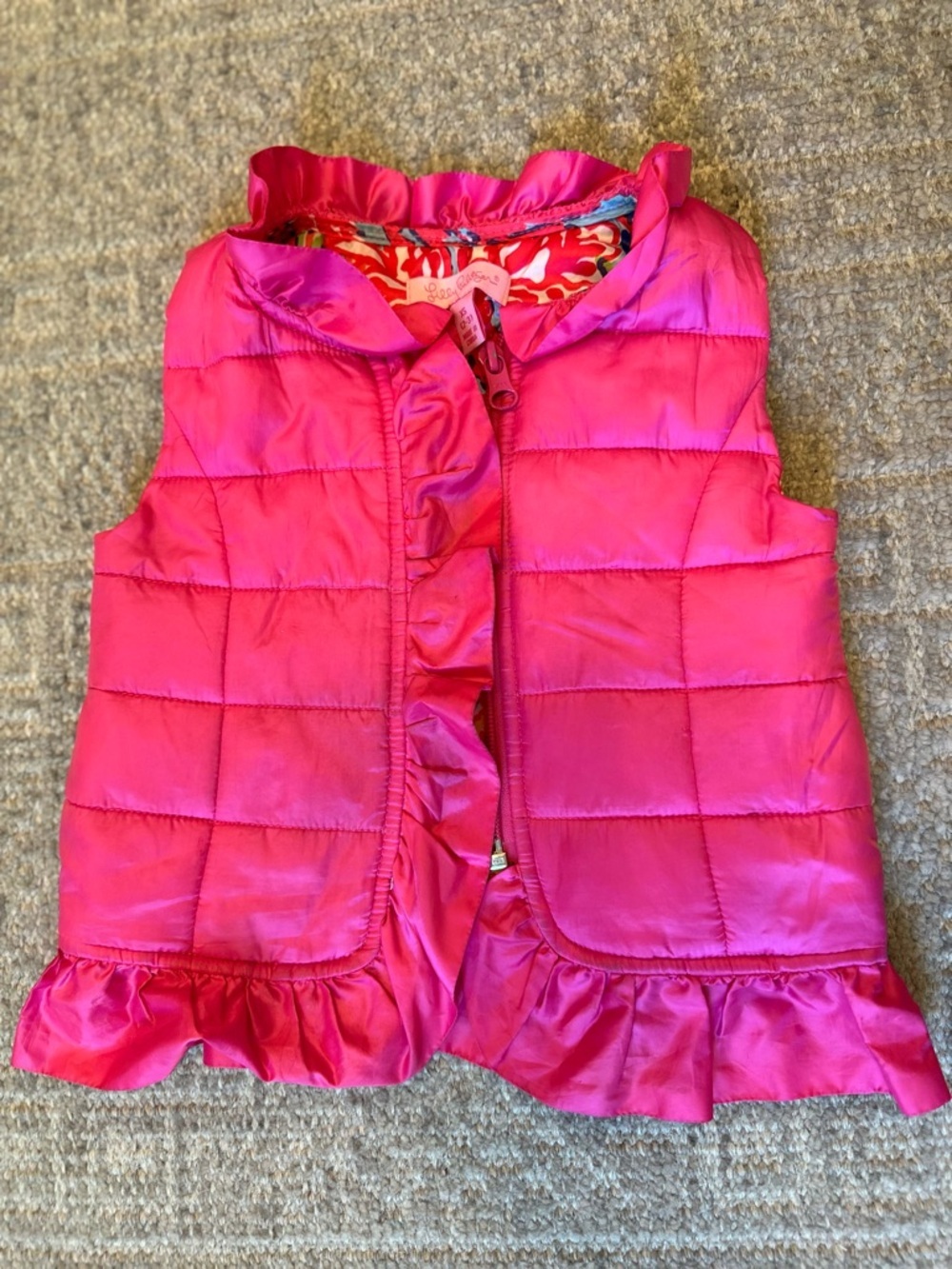VGUC Lilly Pulitzer Hot Pink Quilted Vest size XS 2/3